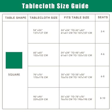 Biscaynebay Square Tablecloth 70x70 Inch-Auqa Blue Card Fabric Table Cover-Folding Table Cloths Linen Water Resistant Washable for Kitchen Dining Picnic Patio Outdoor Party Restaurant Tables - Image 5