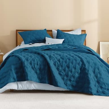 Litanika Queen Size Quilt Bedding Set Teal - Full Lightweight Comforter Bedspreads & Coverlets Turquoise - Bedding Cover Bed Decor All Season - 3 Pieces (1 Quilt, 2 Pillowcases) - Image 2