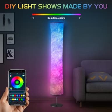 Torchlet Floor Lamp, RGB Floor Lamp with 16 Million DIY Colors and Scene Modes, Music Sync and White Fabric Shade with App/Remote Control, Standing Lamp for Living/Game Room Bedroom - Image 3