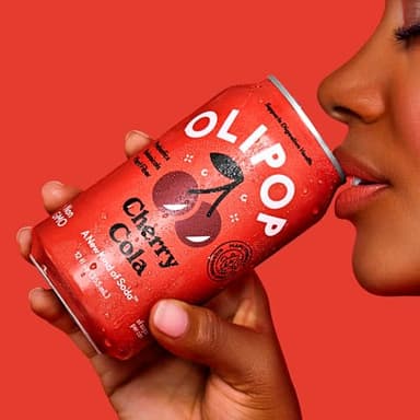 OLIPOP Prebiotic Soda Pop, Cherry Cola, Pantry Pack Packed with Prebiotics, Fiber, and Botanicals, Gluten Free, Vegan, GMO Free, 12oz (12-Cans) - Image 4