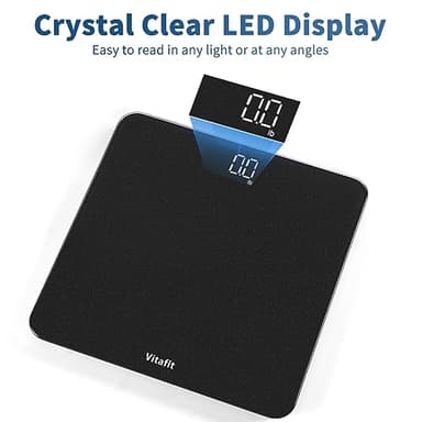 Vitafit Digital Bathroom Scale for Body Weight, Weighing Professional Since 2001, Clear LED Display and Step-On, 3*AAA Batteries Included, 400lb/182kg, Spray Silver Black - Image 4