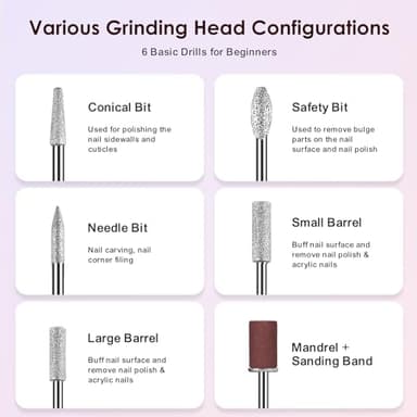 COSLUS Cordless Nail Drill Electric File: Professional for Acrylic Gel Dip Powder Nails Portable Nail Drill Machine Kit for Manicure Pedicure Nail Set with Everything Rechargeable Lightweight - Image 9