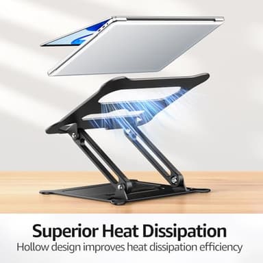 Urmust Laptop Notebook Stand Holder Adjustable Laptop Stand Portable Computer Riser Compatible with MacBook Air Pro HP Dell XPS Lenovo All Laptops 10-15.6"(Black) - Image 6