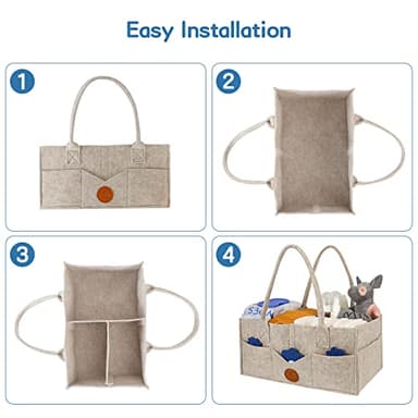 Maliton Baby Diaper Caddy Organizer for Changing Table, Nursery Storage Bin Basket with Handle, Felt Diaper Organizer Suitable for Indoor Outdoor (Khaki) - Image 9