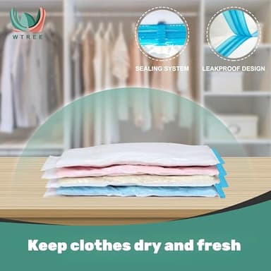 WTREE Vacuum Storage Bags, Space Saver Bags, Vacuum Sealed Bags for Comforters, Blankets, Clothes Storage, Hand Pump Included, 15-Large - Image 5