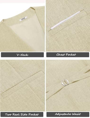 COOFANDY Men's Suit Vest Lightweight Formal Dress Waistcoats Wedding Prom Party Dinner Dress Vest for Man - Image 6