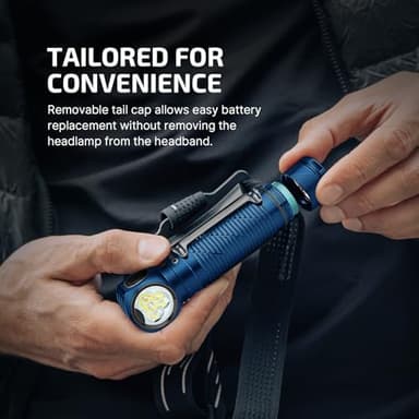 OLIGHT Perun 3 Rechargeable Headlamp Flashlight, 3000 Lumens LED Headlight with Red Light, Waterproof Head Lamp with Headband for Outdoor Camping, Hiking, Working (Midnight Blue) - Image 8
