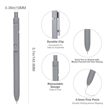 Ddaowanx Gel Pens, 0.5mm Fine Point Quick Dry Black Ink Pens Retractable, Nursing School Essentials,School Supplies, Gifts for Women (6Pcs-Black Ink) - Image 2