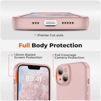 SUPFINE Designed for iPhone 14 Case,Premium Liquid Silicone with [Soft Anti-Scratch Microfiber Lining][Upgraded Camera Protection] Slim Shockproof Protective Phone Case for Men Women Girls,Chalk Pink - Image 4