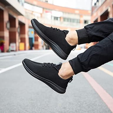 VAMJAM Men's Running Shoes Ultra Lightweight Breathable Walking Shoes Non Slip Athletic Fashion Sneakers Mesh Workout Casual Sports Shoes All Black Size 10.5 - Image 5