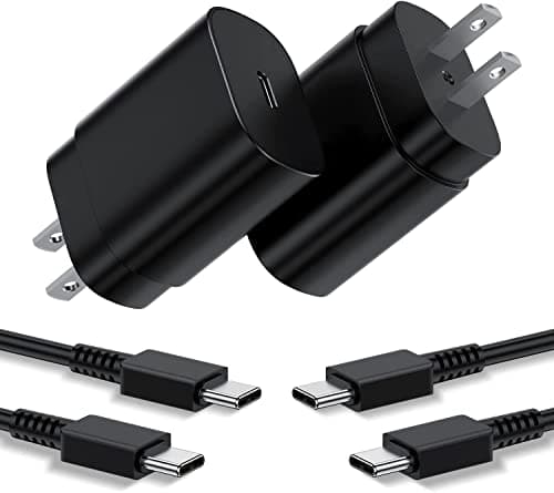 Type C Charger, 25W PD USB C Wall Charger Super Fast Charging Block 2Pack& 10ft USBC Android Phone Charger Cable Cord for Samsung Galaxy S23 Ultra/ S23+/ S23/ S22 S21 S20 Ultra PLUS FE/Note 20 10/ S10 - Image 1