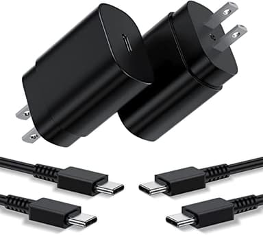 Type C Charger, 25W PD USB C Wall Charger Super Fast Charging Block 2Pack& 10ft USBC Android Phone Charger Cable Cord for Samsung Galaxy S23 Ultra/ S23+/ S23/ S22 S21 S20 Ultra PLUS FE/Note 20 10/ S10 - Image 1