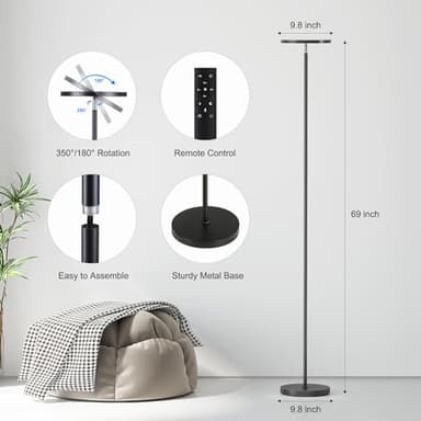 SUNMORY Floor Lamps for Living Room, 32W/3000LM Super Bright LED Floor Lamp with Remote Control, 69" Tall Standing Lamp with Stepless Dimmable, Modern Torchiere Corner Lamp for Bedroom, Office - Image 3