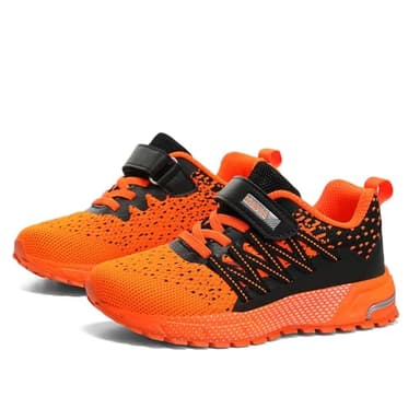 Kids Sneakers for Boys Girls Running Tennis Shoes Lightweight Breathable Sport Athletic Black Orange Size US 13 Little Kid - Image 8