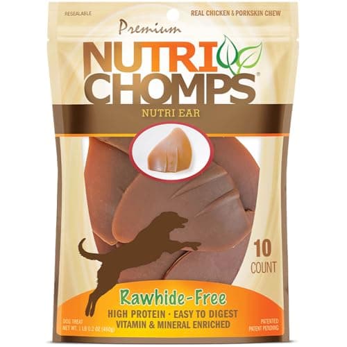 NutriChomps Dog Chews, Ear-Shaped, Easy to Digest, Rawhide-Free Dog Treats, 10 Count, Real Chicken flavor - Image 1