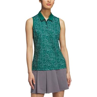 adidas Women's Standard Ultimate365 Printed Polo Shirt, Collegiate Green - Image 2