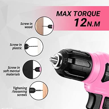DEKOPRO Drill Set, Home Tool Set with 8V Pink Cordless Drill, Hand Tool Kit for Women, 126 pcs - Image 5