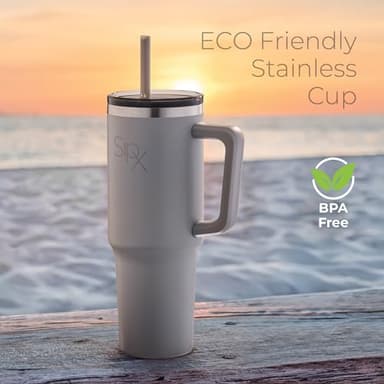 SIPX™ Insulated Tumbler With Lid And Straw, 40oz. Tumbler With Handle Keeps Cold 12 Hours, Water Bottle Thermos With Lid, BPA-Free Reusable Insulated Coffee Tumblers, Travel Mug Great For Beach Party - Image 7