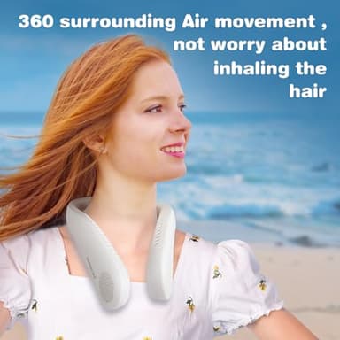 SMSELER Portable Bladeless Neck Cooling Fan: 6000mAh Rechargeable, 3-Speed Wearable Personal Air Conditioner, Hands-Free Quiet Cooling,Birthday Gifts for Men Women Dad Mom (White) - Image 2