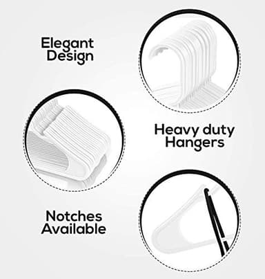 Utopia Home - Plastic Hangers 50 Pack - Space Saving Clothes Hanger - Durable and Strong Closet Organizers and Storage Makes It Ideal Stocking Stuffers or Apartment or Dorm Room Essentials (White) - Image 3
