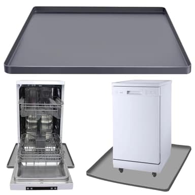 Dishwasher Drain Pan Mat, Portable Dishwasher Silicone Mat with Raised Edge, Small Dishwashers Drip Pan Dishwashers Tray for Leaks, Non-Slip Waterproof Protector Pad, 23.6''x23.6'' - Image 1