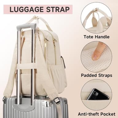 MATEIN School Backpack for Girls, 15.6 Inch Cute College Backpack Corduroy Computer Bookbag with USB Charging Port, TSA Lightweight Kawaii Travel Laptop Backpack Aesthetic for Teens Students, Beige - Image 5