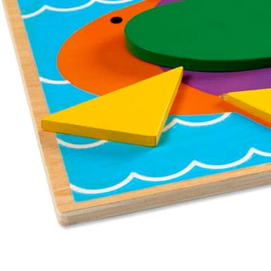 Melissa & Doug Beginner Wooden Pattern Blocks Educational Toy with 5 Double-Sided Scenes and 30 Shapes Puzzles for Kids 3+ - Image 4