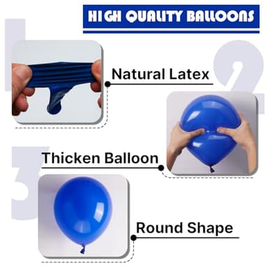 PartyWoo Royal Blue Balloons 100 pcs 12 Inch Matte Dark Blue Latex Balloons for Graduation Independence Day Memorial Day Baseball Baby Shower Gender Reveal Birthday Party Decorations Blue-Y59 - Image 7