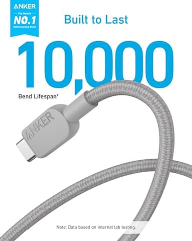 USB-A to USB-C Cable (3 ft, Braided) Silver 2Pack - Image 2