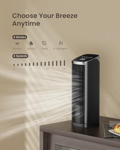 Fan for Bedroom, 13" Tower Fan with Remote, 4 Modes 4 Speeds Max 24ft/s, 70° Oscillating Desk Fan, 12H Timer Portable Fans, Cooling Fans for Office, Home - Image 3