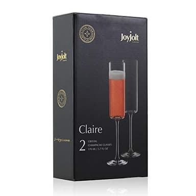 JoyJolt Champagne Flutes, Claire Collection Crystal Champagne Glasses Set of 2, 5.7 Ounce Capacity, Exquisite Craftsmanship, Ideal for Home Bar, Special Occasions – Made in Europe - Image 6