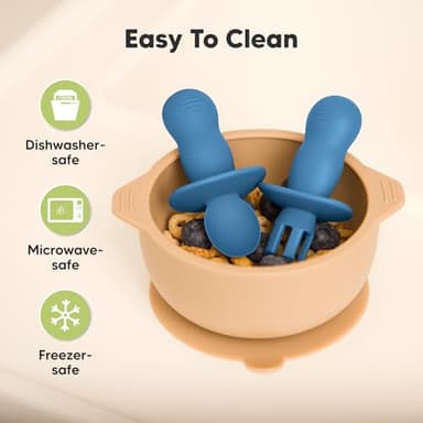 KeaBabies 4-Pack Silicone Baby Spoons and Forks Set - Baby Led Weaning Utensils 6-12 Months, Self Feeding Toddler Spoon & Fork for Training, Teething, Easy to Hold, BPA-Free Silicone (Kea) - Image 5