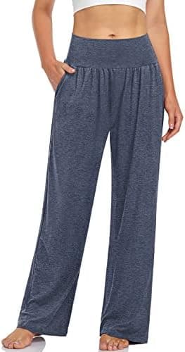 UEU Women's Casual Loose Wide Leg Cozy Pants Yoga Sweatpants Comfy High Waisted Sports Athletic Lounge Pants with Pockets - Image 3