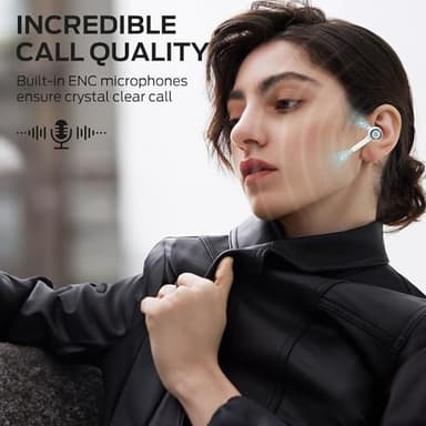 Monster Clarity 102 Plus Wireless Earbuds, Bluetooth Headphones with HiFi Stereo, 4 ENC Mic for Crystal Clear Call, 30H Playtime, Type-C Charging, IPX6 Waterproof in-Ear Ear Buds for Sports (White) - Image 3