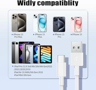 2Pack 3ft Car Carplay Cable for Apple iPhone 17 Pro Max/17 Air/16 Pro/15 Plus/15, USB A to USB C Carplay Charger Cord, iPad Pro 12.9/11,10th, Air 5th/ 4th,iPad mini 6th Gen Car Charging Cable 3 Feet - Image 6