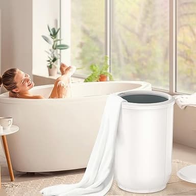 FLYHIT Large Towel Warmer for Bathroom - Heated Towel Warmers Bucket, Wood Handle, Auto Shut Off, Fits Up to Two 40"X70" Oversized Towels, Bathrobes, Blankets, Best Ideal for Mother's Gifts - Image 6