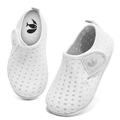 FEETCITY Water Shoes Quick Dry Barefoot Aqua Socks Swim Surf Pool Beach Yoga Shoe for Baby Boys and Girls White 12-18 Months Infant - Image 1