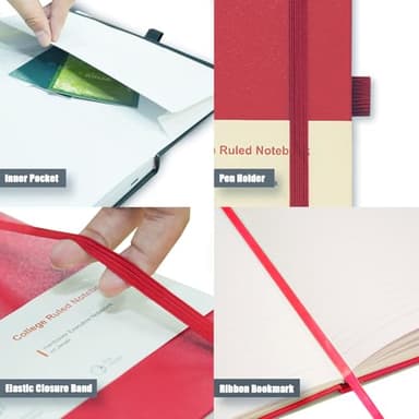 Heture 8 Pack Lined Journal Notebooks, A5 Hardcover Notebooks, 5.5 x 8.3 inch, 100GSM,160 Pages, Classic College Ruled Notebooks for Writing/Work/Travel/College (Assorted Color) - Image 4