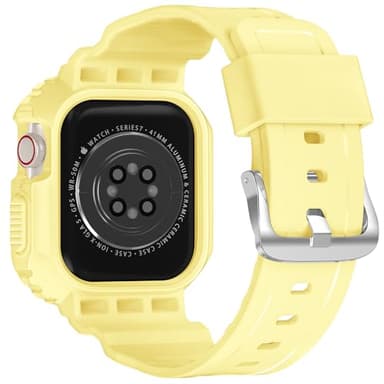 XYF Compatible for Crystal Clear Apple Watch Bands, 45mm 44mm 42mm Bumper Case for Men Women Jelly Sport Cover Strap for iWatch Ultra 2/1 Series 10 9 8 7 SE 6 5 4 3 2 1 (Yellow, 42/44/45) - Image 2
