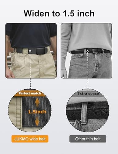 JUKMO Men's 1.5" Nylon Ratchet Belt, Casual Web Click Tactical Belt with Slide Buckle for Jeans, No Holes Adjustable Trim to Fit(Grey,Large) - Image 4