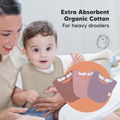 8-Pack Organic Baby Bibs for Boys, Girls - Soft Cotton Drooling and Teething Bibs for Baby Girl & Boy, Extra Absorbent, Easy to Clean & Put On for Toddler, Newborn, Infant 0-24 Months (Mauve) - Image 5