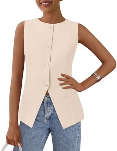 PRETTYGARDEN Women's Summer Suit Vest Tops 2026 Dressy Business Casual Sleeveless Button Down Trendy Fashion Blazer Waistcoat - Image 2