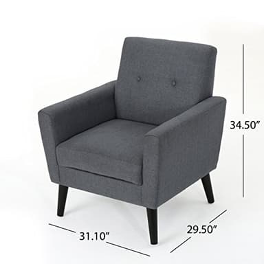 Christopher Knight Home Sienna Mid-Century Modern Fabric Club Chair, Dark Grey - Image 2