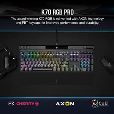 Corsair K70 RGB PRO Wired Mechanical Gaming Keyboard (CHERRY MX RGB Blue Switches: Tactile and Clicky, 8,000Hz Hyper-Polling, PBT DOUBLE-SHOT PRO Keycaps, Soft-Touch Palm Rest) QWERTY, NA - Black - Image 2