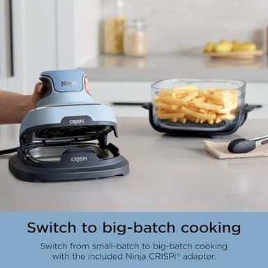 Ninja Crispi 4-in-1 Portable Glass Air Fryer Cooking System, 4QT & 6Cup Glass Containers with Storage Lids, Easy Meals, Microwave, Freezer & Dishwasher Safe, Air Fry, Bake, & More, Periwinkle, FN101PL - Image 10