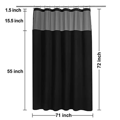 N&Y HOME Waffle Weave Shower Curtain with Snap-in Fabric Liner & 12 Black Hooks Set - Hotel Style, Water-Repellent & Washable, Mesh Top Window - 71x72, Black - Image 5