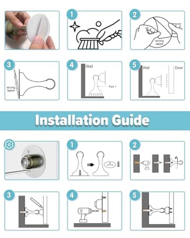Door Stoppers Magnetic Door Catch - 6 Pack Stainless Steel Heavy Duty Door Stops for Bottom of Door, Wall & Floor Mounting No-Drill Strong Adhesive & Screws, Strong Door Holder to Keep Door Open - Image 5
