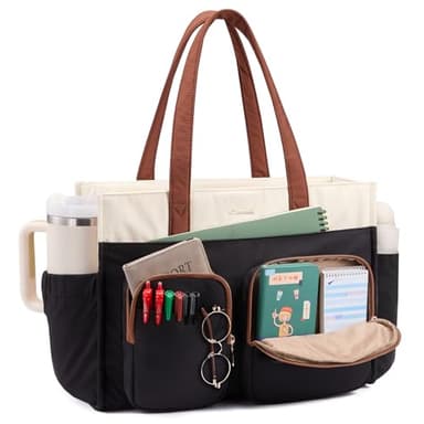 LOVEVOOK Teacher Tote Bag for Women, Multi-pocket Laptop Bag with Large Cup Holder, Nurse Bags Work Briefcase Computer Purse Handbag for Business Office College Travel - Image 1