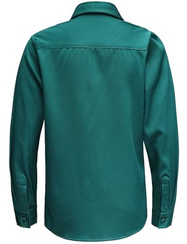 AOTIK Boys Stretch Wrinkle Free Dress Shirts Button Down Shirt Long Sleeve Formal School Uniform Shirts 10 Teal - Image 2