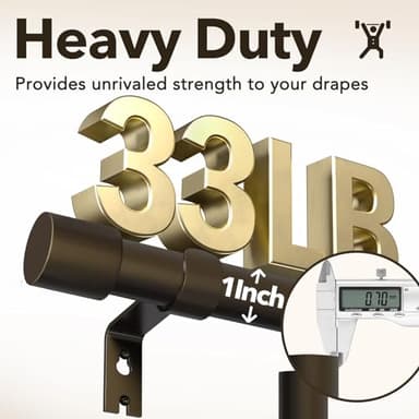 IFELS Heavy Duty Curtain Rods for Windows 28 to 48 Inch, 1 Inch Bronze Curtain Rods for Outdoor, Farmhouse, Bedroom, Kitchen, Living Room, Adjustable Easy Install Drapery Rod (A2,Bronze,30"-60") - Image 5